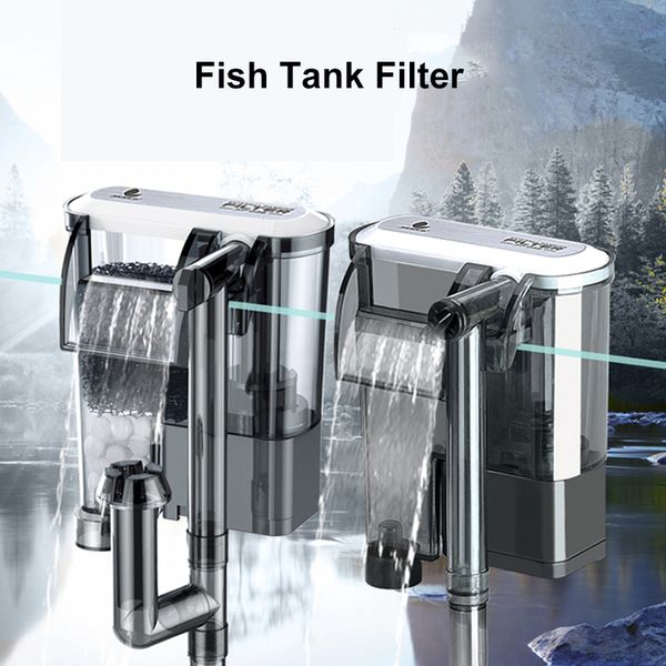 Fish Tank Filtre externe pour rium Waterfall Suspension Pompe à oxygène Submersible Accrocher Fliter Accessoires Y200917