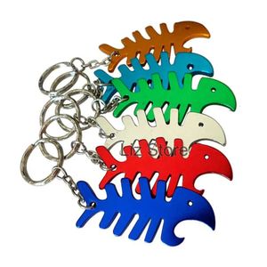 Fishbone vis vorm wijn zink legering bierfles metalen sleutelhanger ring bar feestopener creatief bruiloft cadeau th0894 bot