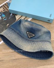 Chapeau de pêcheur 23SS Designer Bucket Hats Chapeaux à large bord Casquette de baseball pour homme et femme Tie-dyeing Denim Blue Fashion Street Couple Summer Sunscreen Hat