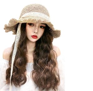Peluca de sombrero de pescador La moda de sombreado rizado rizado de verano para mujer es naturalmente realista y extraíble, muchas opciones de estilo, personalización de soporte