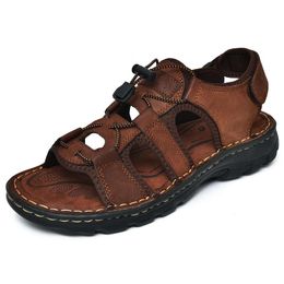 Fisherman Step Reconfort Out in Leather Style Véritable Sandales Men Chaussures décontractées Perfect pour les aventures d'été et d'extérieur Genue Porte de porte Hoes Hoes Ummer Porte