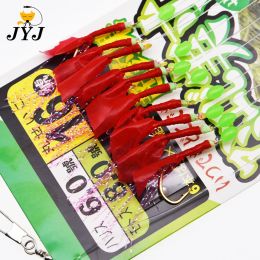 Pisos, 10 bolsas 10 Hooks/Bag Sabiki Rigs de agua salada Cebo luminoso Luminoso Cordillado de piel Fishsking Hanchos Fishing Lures Mackerel Pesca Tackle