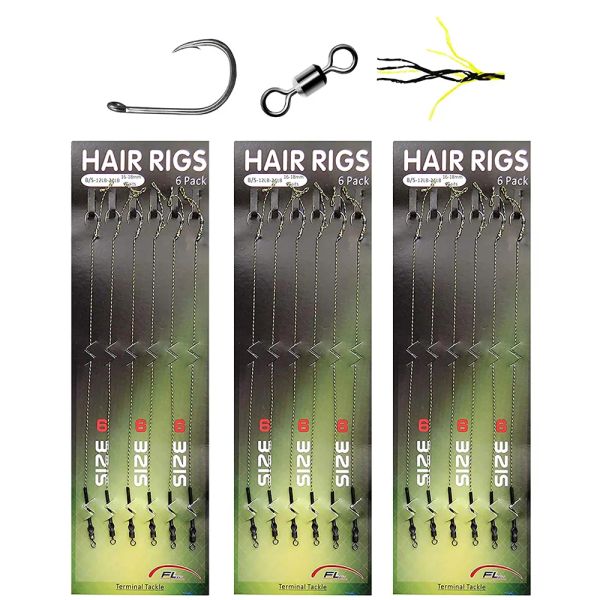 Fishhooks 18pcs = 3packs carpe carpe kit de pêche tressé Ligne de la ligne