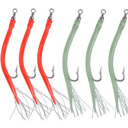 Fishhooks 20pcs Barbed Octopus Hook Crochets de pêche avec pivotant et filetage plume 2021 Tackle de pêche accepter les dropshipping