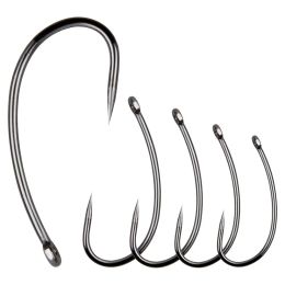 Fishhooks 500pcs Courbe de pêche à la carpe sans barrelle Courbe Crochet de carpe de carpe CHIGNES CHIRS TROUT TROUT NON BARB CROCHES DE FISH TIME 2 # 4 # 6 # 8 # 10 #