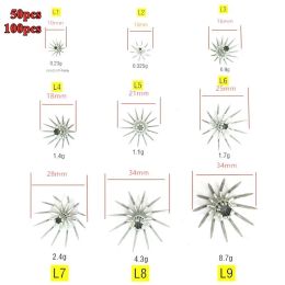 Vishooks 50 stks 100 stks roestvrijstalen inktvis haken l1l9 kleine grote paraplu spider vishook zeevissen spanje aas accessoires jigs gereedschap