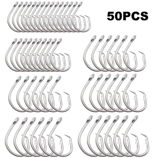 Fishhooks 50pcs / Box 39960 Time en acier inoxydable Circle de pêche à graines Big Game Bait Hooks Extra Strong Wire Crochet pour la pêche en eau salée