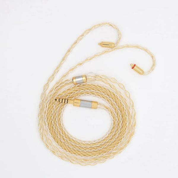 Fishhooks 8 Strand Pure Sier Cable + Goldplad Copper Fire mélangé 2,5 / 3,5 / 4,4 mm avec MMCX / 2pin pour SE846 SE535 TRN QDC TFZ