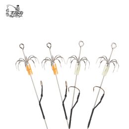 Hameçons 8 pièces crochet de gabarit de calmar lumineux grand/petit parapluie en acier inoxydable pêche seiche crevettes calmar poulpe Inkfish calamaire appât