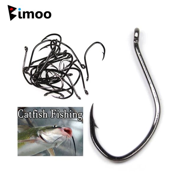 Hameçons Bimoo 100 pièces hameçons de pêche au poisson-chat barbelé en acier à haute teneur en carbone hameçon forgé en eau salée pour poisson-chat 8 6 1/0 2/0 3/0 vente en gros