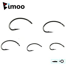 Hameçons Bimoo 500 pièces en acier à haute teneur en carbone attachant des mouches incurvées hameçons de nymphe crevettes Scud pupes larves Caddis mouches attachant des hameçons de pêche #8 #16