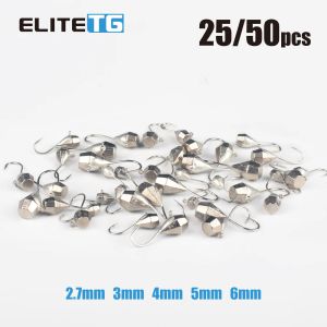 Hameçons Elite TG 25/50pcs gabarits de glace en diamant 2.7mm/3mm/4mm/5mm/6mm tête de gabarit de glace à facettes leurre souple brochet marigane daurade crochet de pêche d'hiver