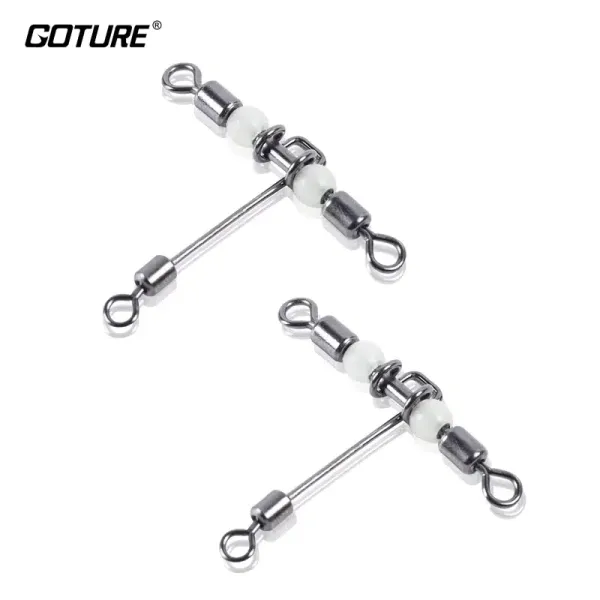 Fishhooks Goture 20pcs 3 voies de pêche en canon transversale, tshape triple rollling swivels tacle connecteur pour l'eau salée d'eau douce