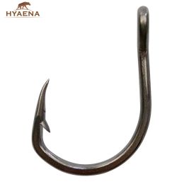 Hameçons Hyaena 100 pièces/lot 1/012/0 10827 hameçons de pêche barbelés en acier inoxydable avec gros crochet yeux attraper des accessoires de pêche au bar