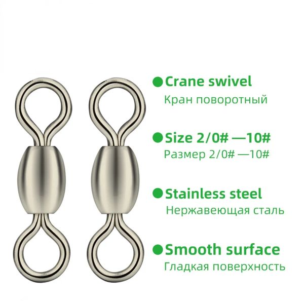 Fishhooks Tiannsii 500pcs Connecteur de pêche Connecteur Crane Copper avec une bague solide pivotante de pêche en acier inoxydable pour l'eau douce et d'eau douce