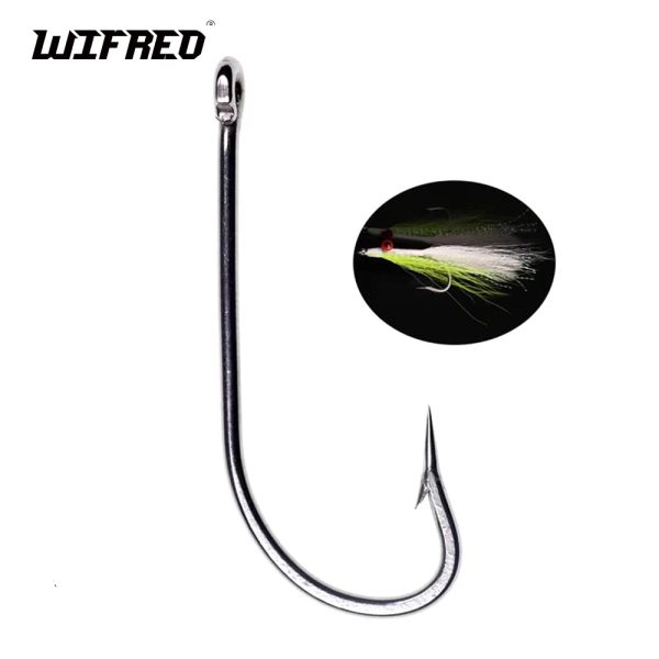 Fishhooks Wifreo 100pcs en acier inoxydable O'Shaughnessy Long Shank Fishing Hook pour Clouser Minnow Flies Flies Saltwater Flies Tying Crows