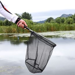 Accesorios de pesca 1/2 piezas Red de pesca con mosca Red de inmersión plegable Goma de pesca al aire libre Mango de poste de aleación de aluminio antideslizante Malla de pescado de captura grande 230715