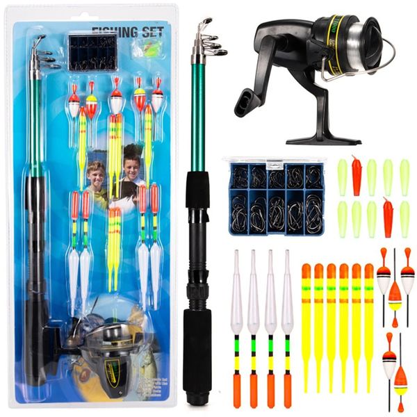 Accesorios de pesca 1,6 m cañas portátiles carretes viaje telescópico barco de mar completo combo kit de aparejos suministros 231030