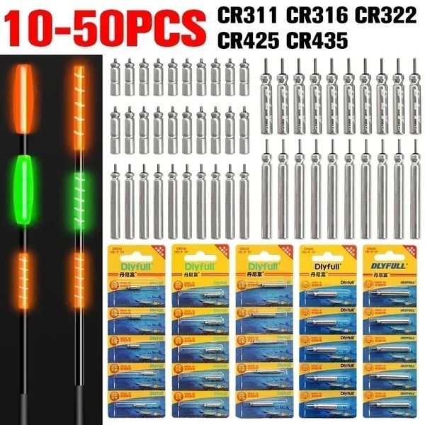 Accesorios de pesca 10 50 unids flotador electrónico CR311 CR316 CR322 CR425 CR435 batería flotadores nocturnos luz luminosa 231214