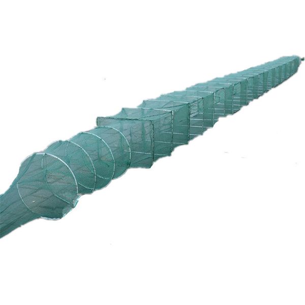 Accessoires de pêche 10m Cage Crevettes Sol Réseau Rouge Pesca Epuisette Pour La Peche Outil Extérieur Piège À Poisson 230608
