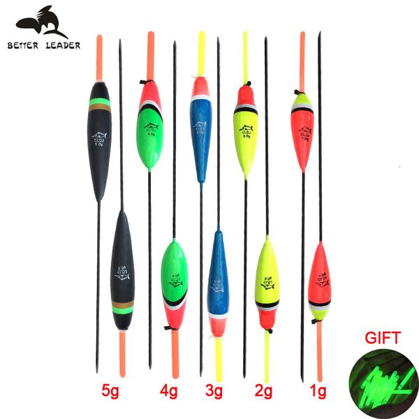 Accessoires de pêche 10pcs pêche à la carpe Bobber Fluctuate Mix Taille Flotteurs Set Bouée Avec Fluorescent Lightstick Light 1g 2g 3g 4g 5g 230606