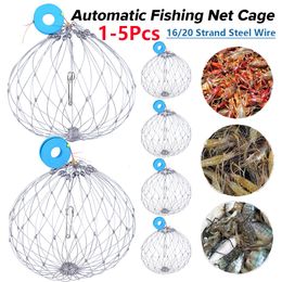 Accessoires de pêche 15pcs Crab Titre net automatique Classe de fermeture ouverte Cage de poisson pliable pour l'eau de mer d'eau salée 230811