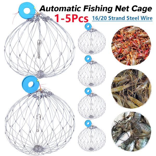 Accessoires de pêche 15 pièces filet de piège à crabe ouverture automatique fil de fermeture Cage à poisson pliable pour l'eau de mer d'eau salée 230808