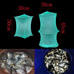 Accessoires de pêche 1 pièces filet à appâts pliant rond cadre en métal Nylon crabe poisson homard anguille vivant