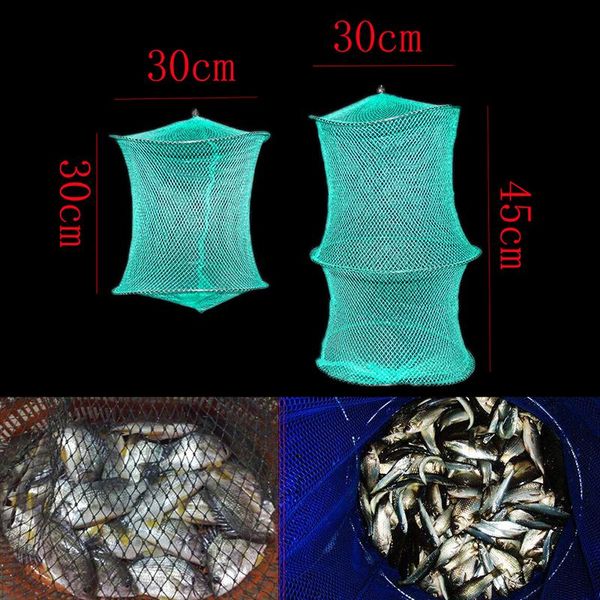 Accessoires de pêche 1 pièces filet à appâts pliant rond cadre en métal Nylon crabe poisson homard anguille vivant