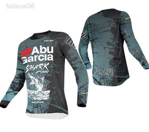 Accesorios de pesca 2023 NUEVA ropa de pesca de verano para hombres al aire libre de manga larga de secado rápido Shark Fish Head camisa casual Motocross Jersey HKD230706
