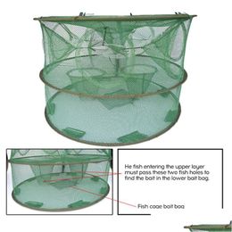 Accessoires de pêche 5-21 trous matic pliant net creveau cage nylon pliable crabe poisson piège accessoires accessoires de gouttes de gouttes
