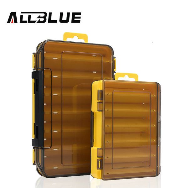 Accesorios de pesca ALLBLUE Reversible Lure Case 12 14 Room Caja de almacenamiento de cebo de plástico de doble cara Cajas de accesorios de aparejos de alta resistencia 230621