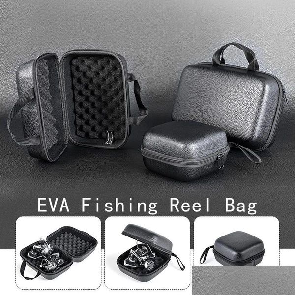 Accesorios de pesca Bolsas S/M/L Bolsa de carrete de cuero Eva portátil Absorber choque Funda protectora impermeable Tackle Llevar Caja de almacenamiento Drop D DHPSQ