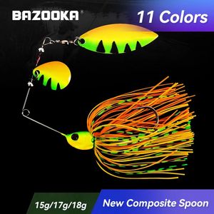 Accessoires de pêche Bazooka appât métallique Spinner leurre sans mauvaises herbes Buzzbait Wobbler pour bar brochet doré poisson fil appât jupe en caoutchouc pêche 231030