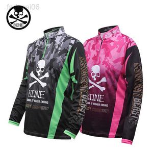 Visaccessoires Bone Sneldrogende viskleding Camo Jersey Coole T-shirts Lang Zwart Roze/Groen Blusas Para Pesca Camisa De Pesca UV Manga Longa HKD230706