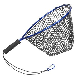 Accessoires de pêche Filet de pêche Filet de pêche en silicone souple Épuisette en alliage d'aluminium Manche EVA 50x30 cm Filets de pêche Outils Accessoires Brail 230725