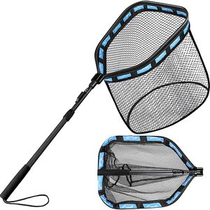 Accessoires de pêche Filet de pêche flottant Filet de pêche en alliage d'aluminium pliant rétractable Filet à main Sac en filet enduit de colle Fly Hand Dip Casting Net 230729