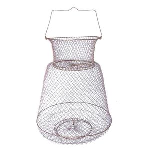 Accessoires de pêche Panier en fil flottant Cage en filet pliable Paniers à poisson portables 230608