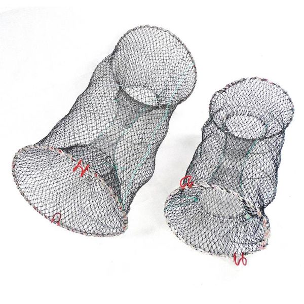 Accessoires de pêche Pliable Appât Cast Mesh Trap Net Portable Landing Crevette Cage Pour Poisson Écrevisses Crabe Auto Rétractable TrapFishing