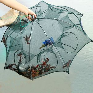 Accessoires de pêche Réseau de pêche pliant Extérieur renforcé 4-8 trous Filet de pêche automatique Cage à crevettes Piège à poisson pliable en nylon Cast Net Cast 230603