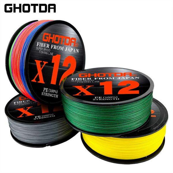 Accesorios de pesca GHOTDA 11,3 kg-41,8 kg Línea de cebo trenzado 12 Trenza Método de tejido de alta densidad Línea de pesca con mosca Súper suave 100 m 300 m 500 m P230325