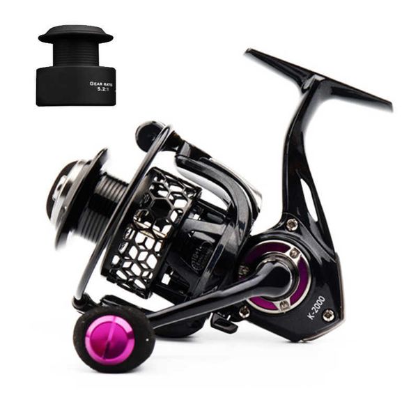 Accessoires de pêche GLS La plus récente série 1000-4000 rotative de haute qualité 10 + 1BB avec moulinet de rechange 5.2 1 roue de pêche violet/or/rouge P230529