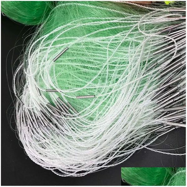 Accessoires de pêche Lawaia 100m / 80 m d'épaisseur Gillnet 3layer Net Green Silk Gear Trap Fishnet Fishnet Plastic Drop Livrot Sports Outdoor DHIA1