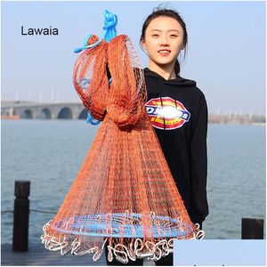 Accessoires de pêche Lawaia Cast Network avec pendentif en acier tressé ligne main lancer filet grand plastique bleu anneau extérieur 230808 Drop Del DHC7V