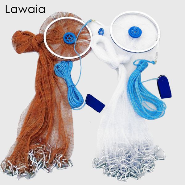 Accesorios de pesca Lawaia Catch Fish Net Estilo de EE. UU. Malla de red fundida a mano Red de pesca de nylon de alta calidad Red de pesca de tiro deportivo Nylon / Alambre trenzado 230612