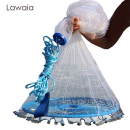 Accessoires de pêche Lawaia Deep Hole Cast Net Pendentifs en acier Résille Anneau bleu Style américain Small Mesh Catch Fish Casting Network 230612