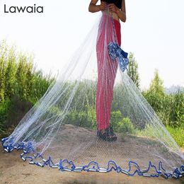 Accesorios de pesca Lawaia Hand Cast Net Estilo americano Monofilamento Nylon Plegable Red de malla pequeña con colgantes de acero de hierro 230729