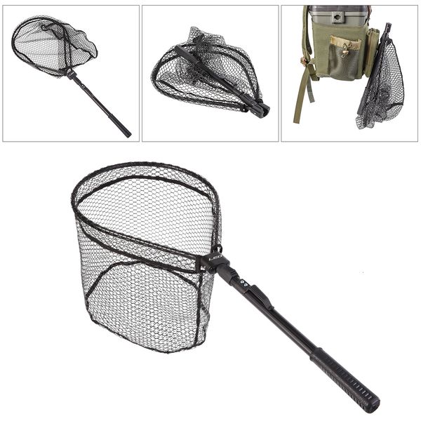 Accessoires de pêche Lixada Net Fly Triangle Brail Landing Portable Plimable Lights Nets Nylon Aluminium Alloy Frame 230811