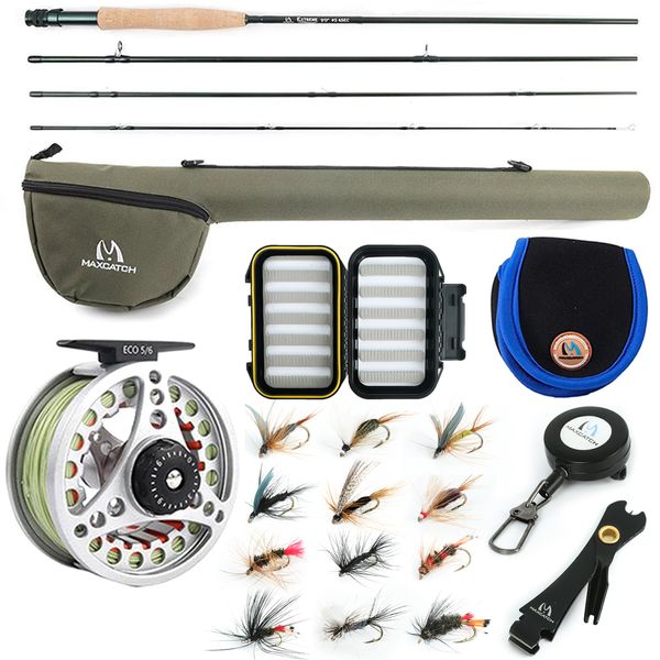 Accessoires de pêche Maximumcatch 3 8WT Canne à mouche et moulinet Combo Set 8 6 9 Ligne pré-enroulée moyenne rapide Triangle Tube 230512