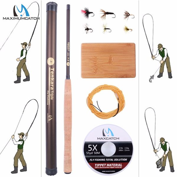 Accessoires de pêche Maximumcatch 9 13FT V Tenkara Rod Outfit IM10 36T Fibre De Carbone Fly Tenkara Ligne Boîte En Bois Mouches 230512